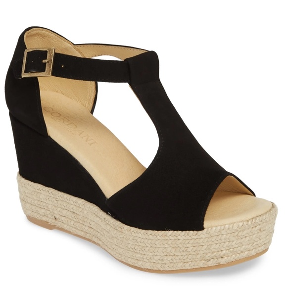 CORDANI Elisa Black Suede Wedge Platform Espadrille Sandals MADE in SPAIN 36 - Picture 1 of 15